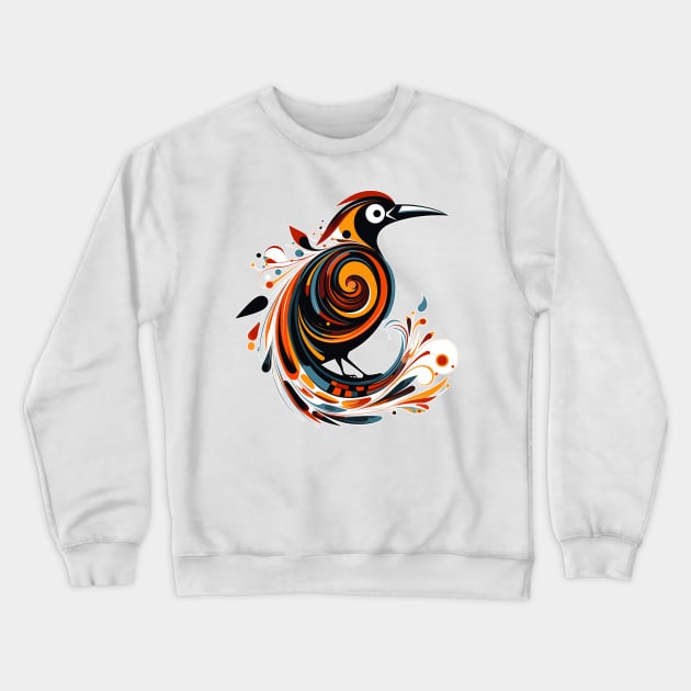 Abstract Exotic Orange and Blue Bird Crewneck Sweatshirt by MK3